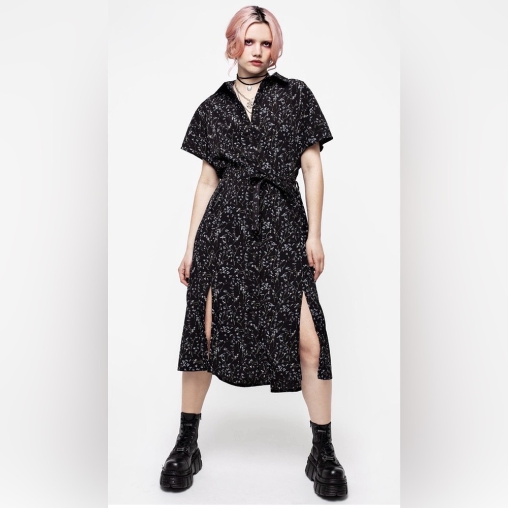 Disturbia Delphinium Midi Shirt Dress